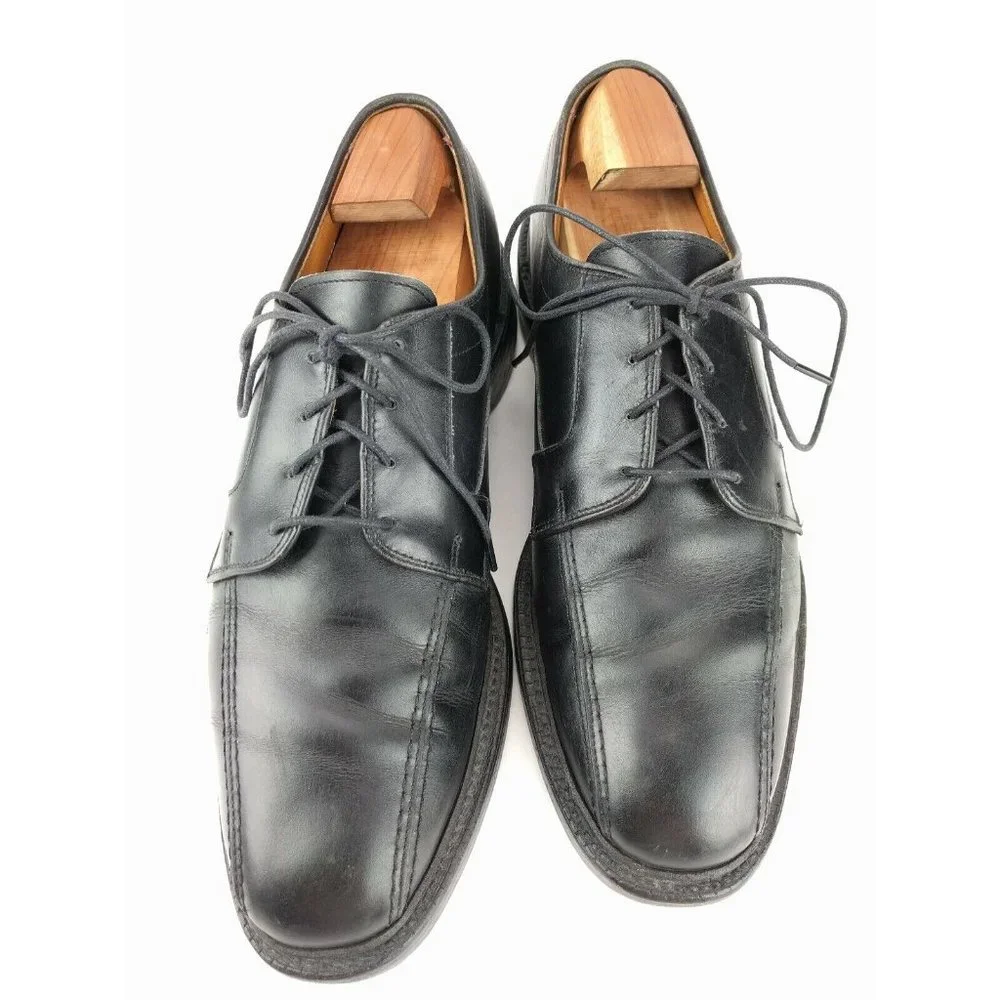 Mens ALLEN EDMONDS Oxford HILLCREST BLACK Leather Shoes Size 10 D Made In USA